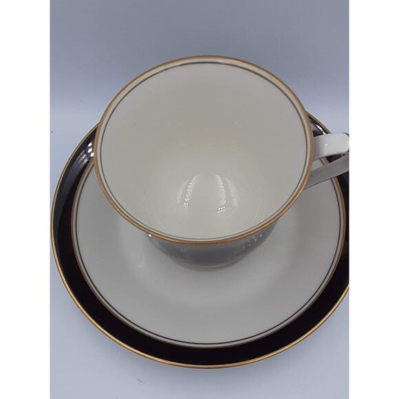 Noritake Ivory China Japan Ivory & Ebony Tea Cup & Saucer - Picture 8 of 12